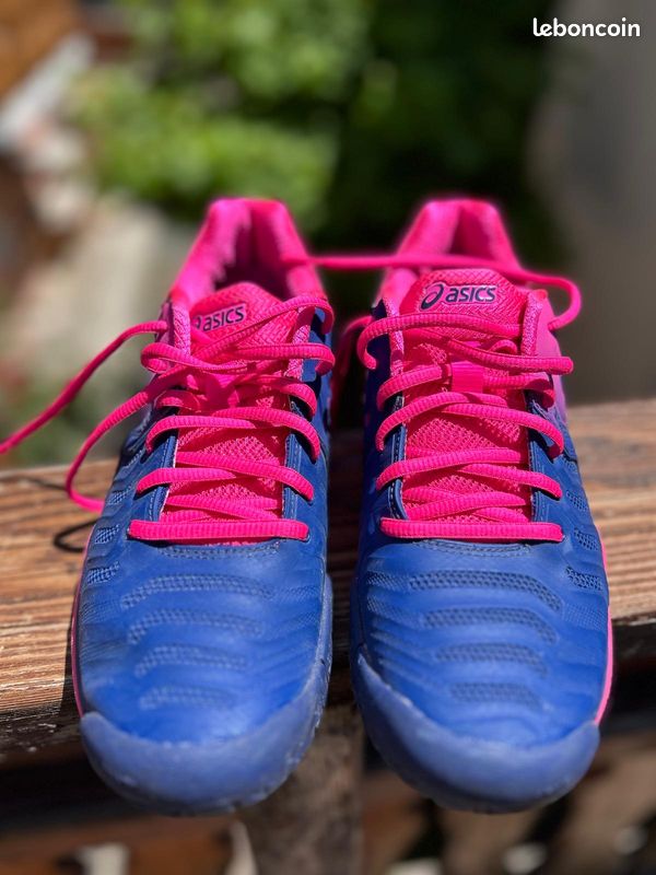 Basket Femme ASICS Gel Resolution Rose, Bleu marine 40