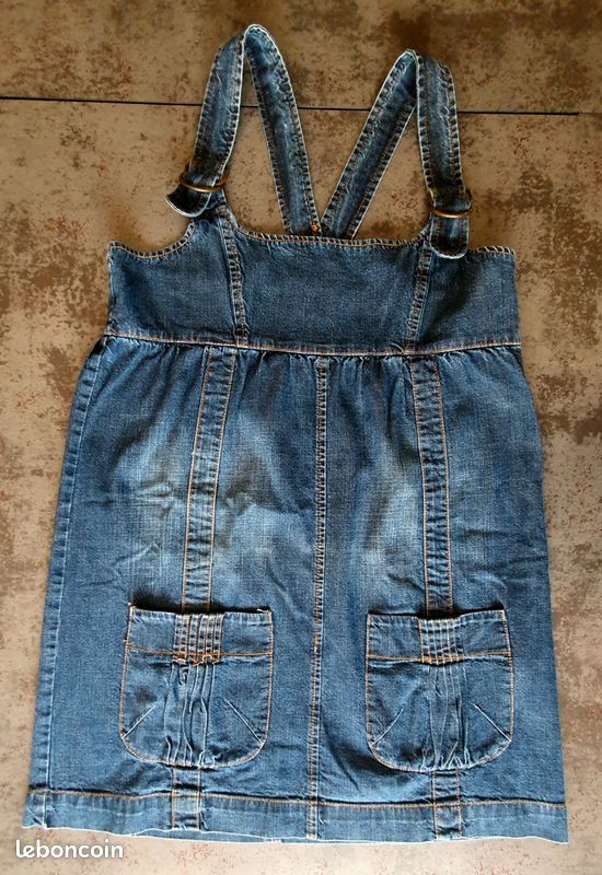 En Jean Robe Ã Bretelle Large Robe Salopette De Grossesse, En