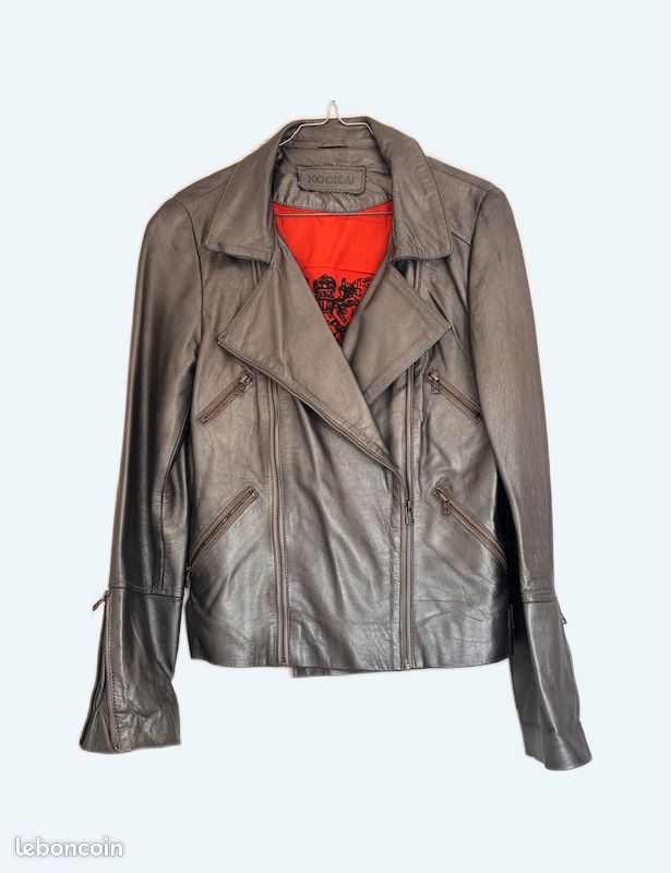 Distressed Jacket Kookai Veste Blouson Perfecto Gris Argent 100