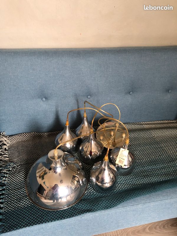 Lustre plafonnier en chrome (image 1)