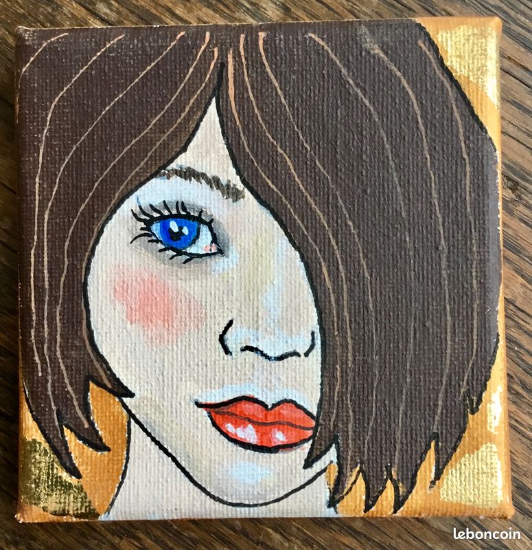 Portraits à l’acrylique sur petite toile 10 x 10 cm (image 7)