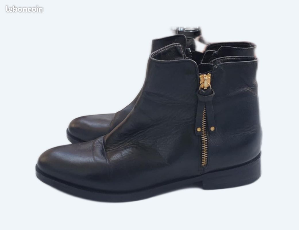 Bottines Noires Minelli Pointure 39 - Cuir - Talon Moyen (5-7,5cm) - Occasion Très Bon état