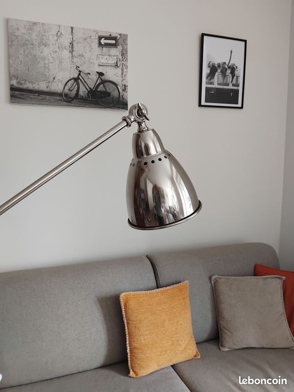 Lampe, lampadaire, liseuse, vintage, industriel, chromé (image 2)