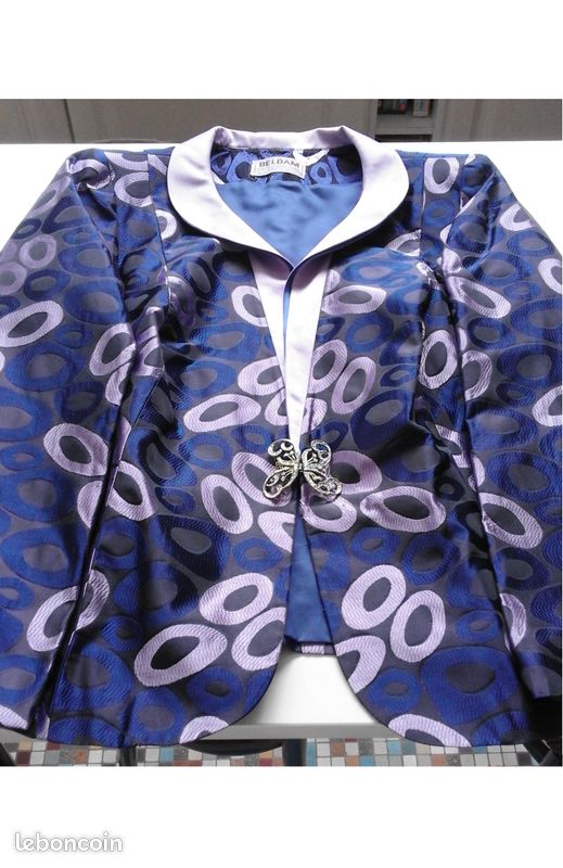 VESTE de cérémonie femme T 52 / 54 marine et parme - TBE (image 1)