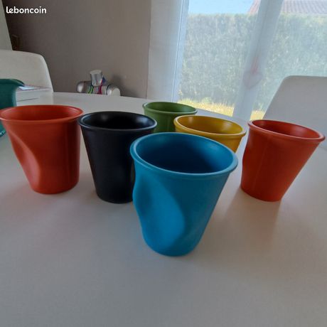 Lot de 6 gobelets en porcelaine 10cl, graphik Couleur blanc-noir