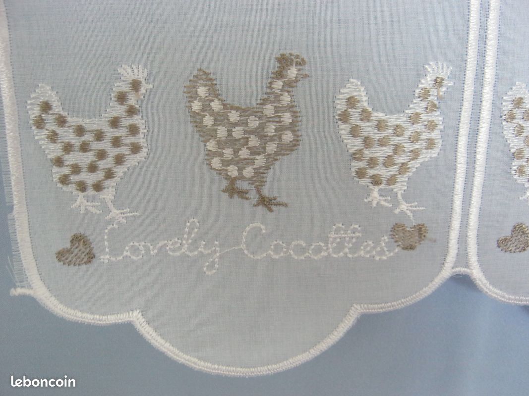 3 rideaux mi-longs blancs à poules 10 (image 3)