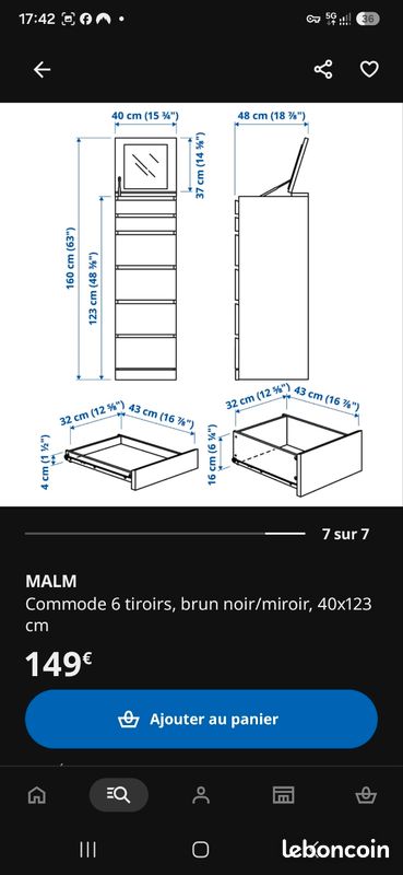 Commode IKEA MALM 6 tiroirs (image 2)
