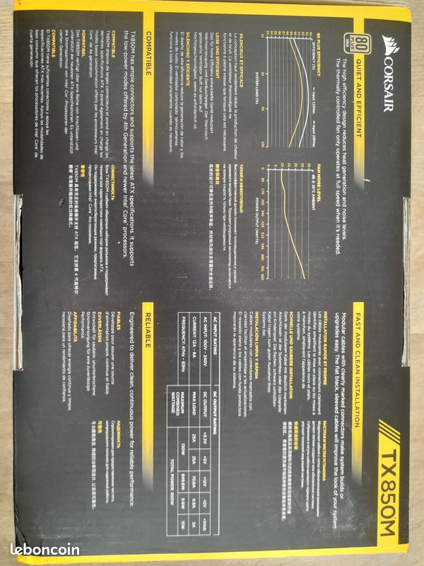Bloc d'alimentation Corsair TX850M (850 Watt) dans sa boite d'origine (image 7)