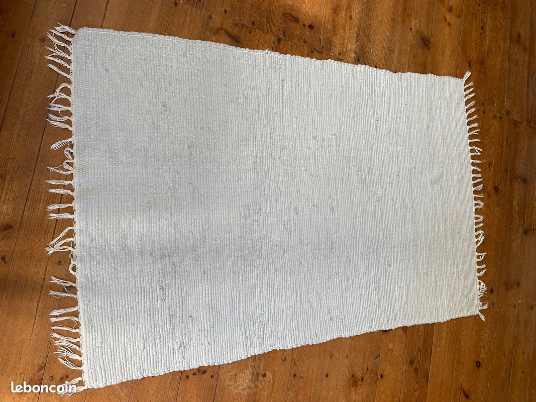 Tapis en coton bouclette bleu gris pale 122x185 cm (image 1)