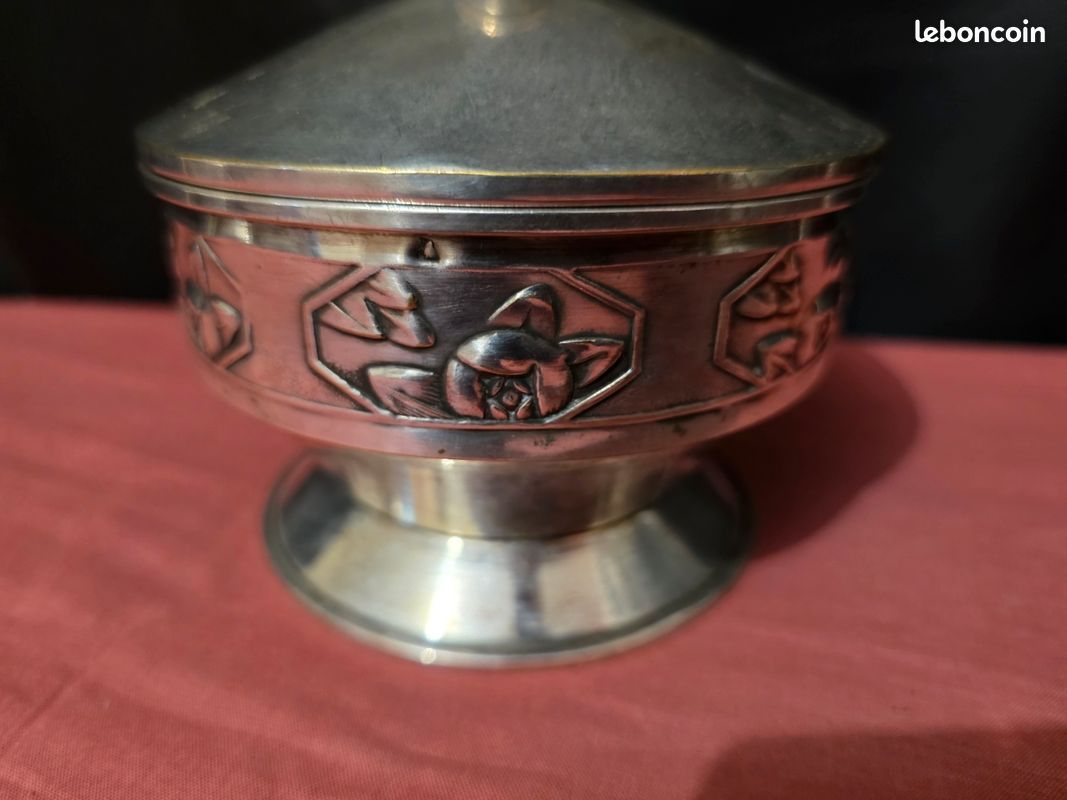 Sucrier Marocain Vintage En Cuivre Avec Main En Laiton - France