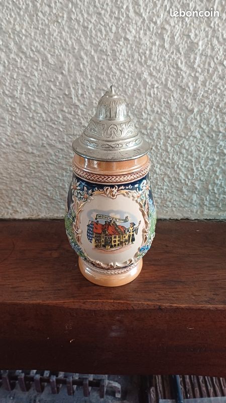 Boîte Ancienne En Faïence Française – Décor Maisons, Paysages, Arbres