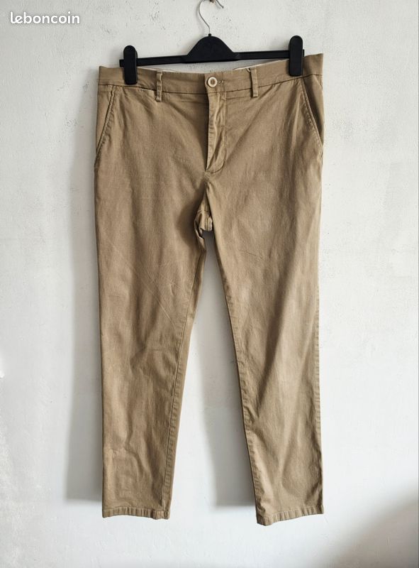 Pantalon chino Tommy Hilfiger beige coupe droite, léger et doux, poche latérales taille 44/46 (image 1)