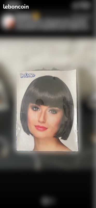 Perruque Synthétique Bob Noir 12 Pouces Avec Frange - Bonnet Moyen, Résistante à La Chaleur - Neuf Avec étiquettes
