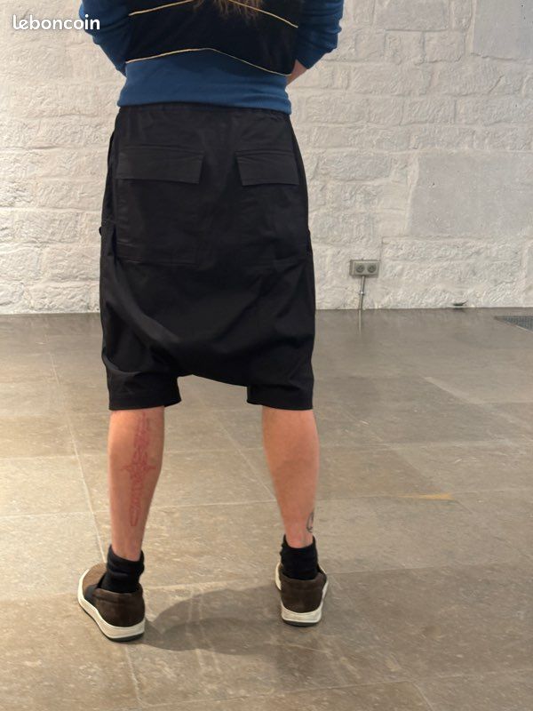 Jupe-short (Skort) Noir à Franges Rick Owens SS 2019 Babel - Taille M (EU 42) - Neuf Avec étiquette