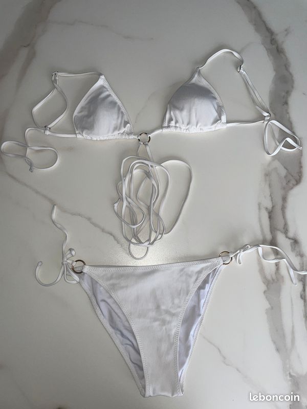 Maillot de bain pièces lacé, blanc, T 38/40 Vêtements