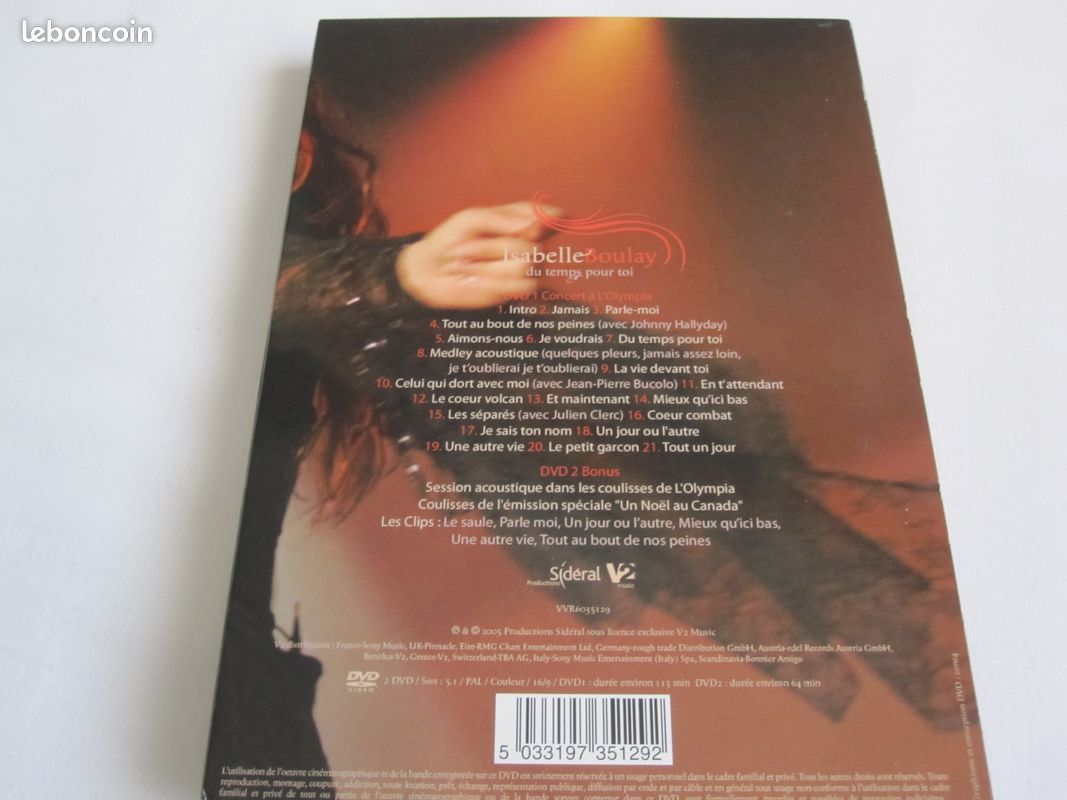 DVD Isabelle BOULAY - tu temps pour toi (image 2)