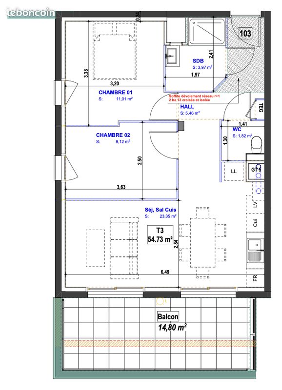 Appartement 3 pièces 55 m² (image 9)