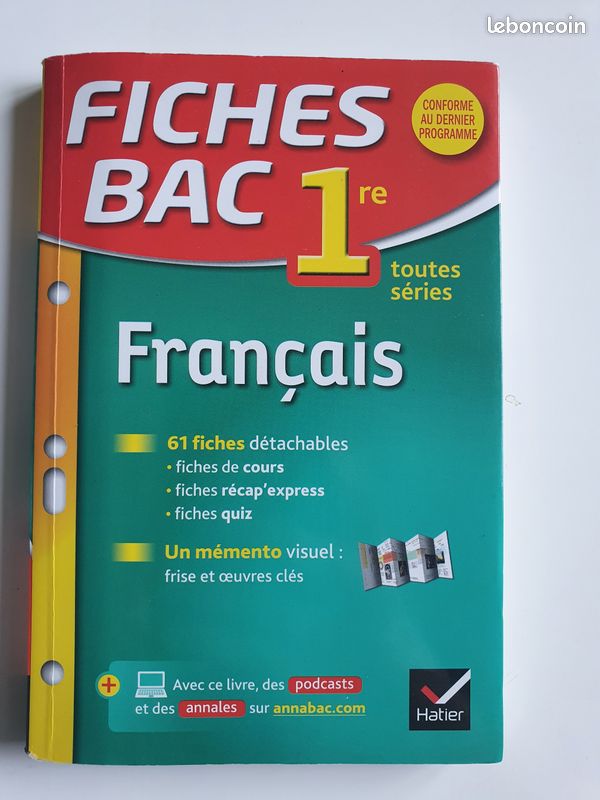 Vend Livre et fiches bac de français 1ère (image 2)