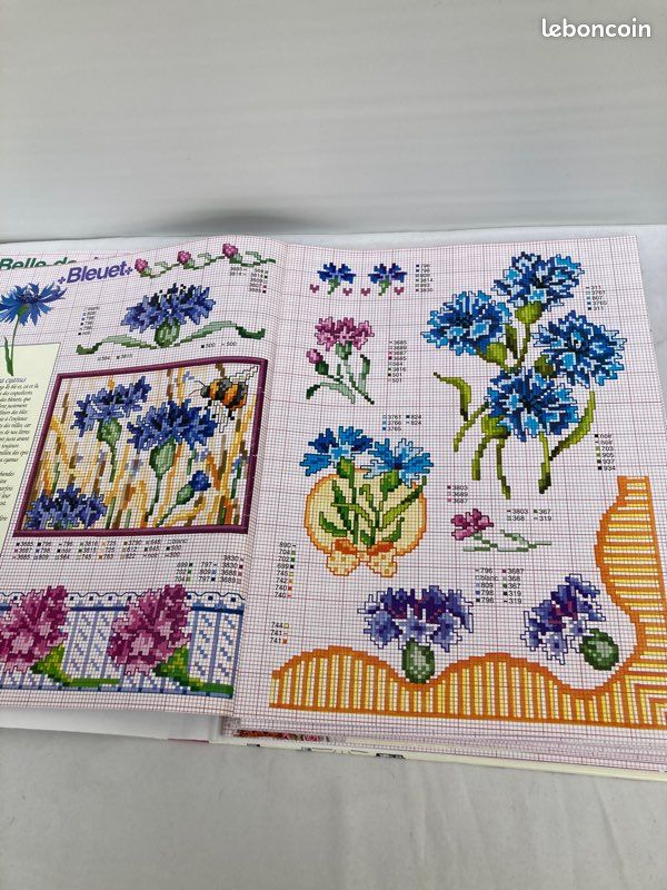 Kit Broderie Point De Croix Fleurs Bleues - Taille 30x30 Cm, Avec Cerceau, Fils, Aiguilles Et Instructions