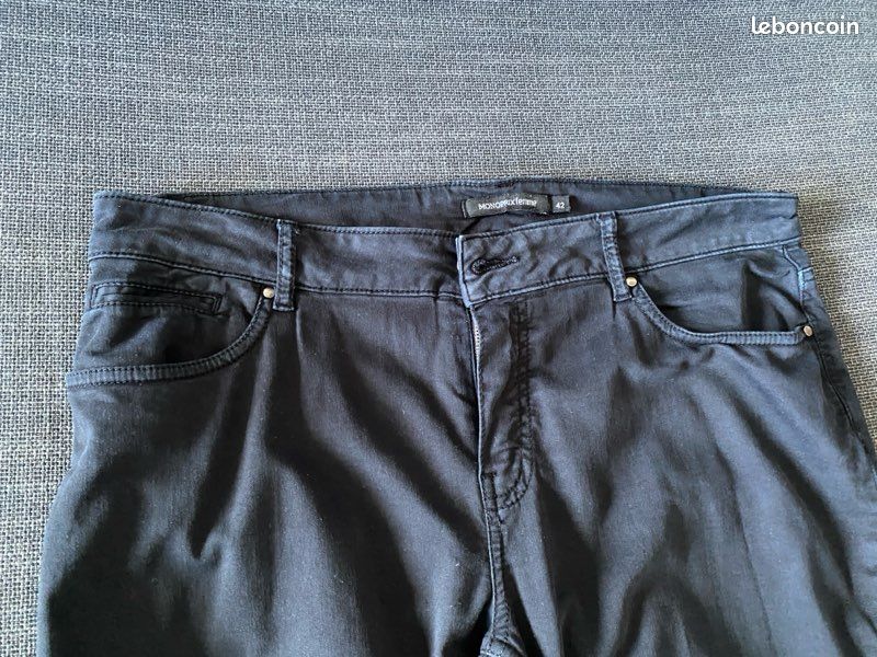 Pantalon Noir Satin Monoprix Femme Taille 42 – Neuf Sans étiquettes, élastique, Longueur 63 Cm