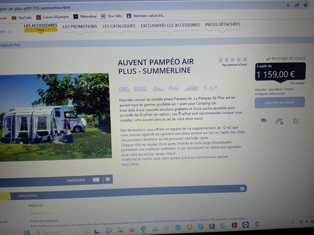 Auvent Pampéo Air Plus gonflable pour camping-car SUMMERLINE Haut