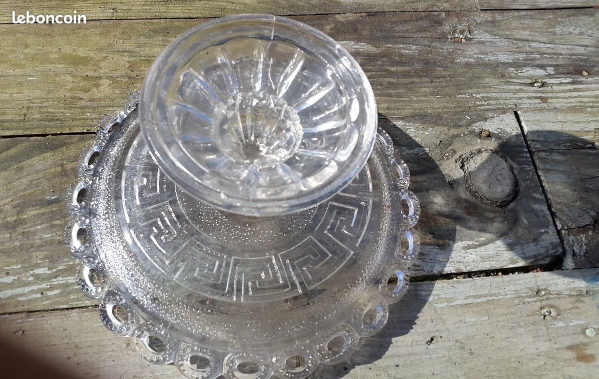 Compotier verre pressé ancien (image 3)