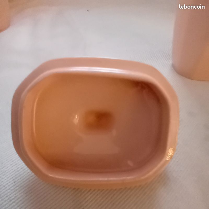 Série de pot de cuisine faïence Digoin Sarguemines de Type Beaujeu rose-crème (image 13)