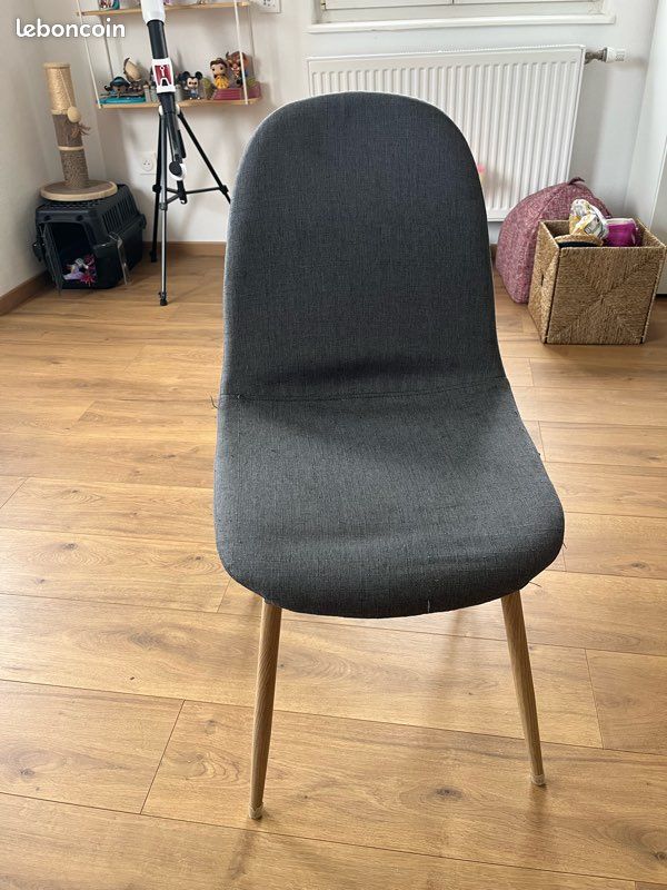 Lot de 6 chaises en toile gris foncé pour salle à manger (image 2)