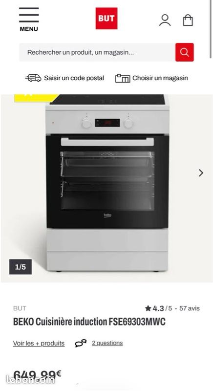 Cuisinière à induction blanche Beko (image 2)
