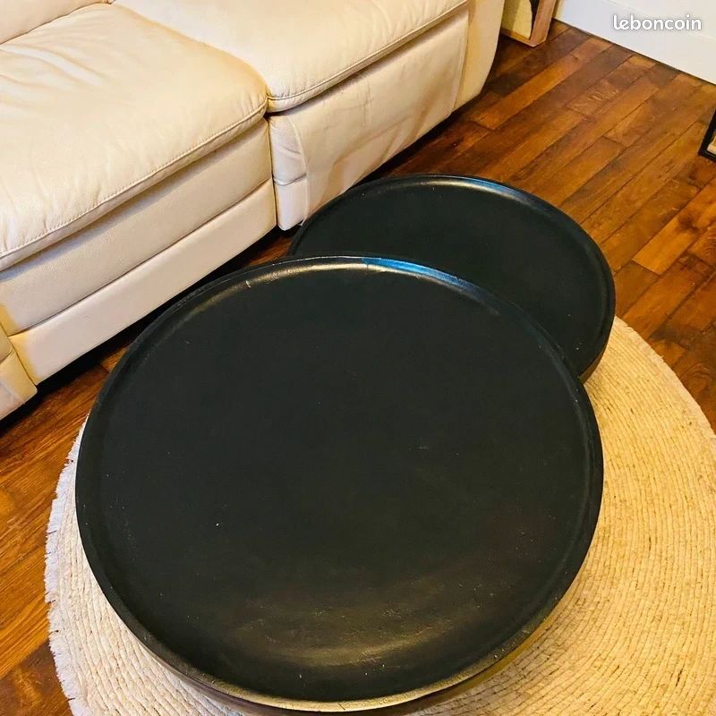Lot 2 tables basses gigognes noir deco tendance Maisons Serks (image 2)