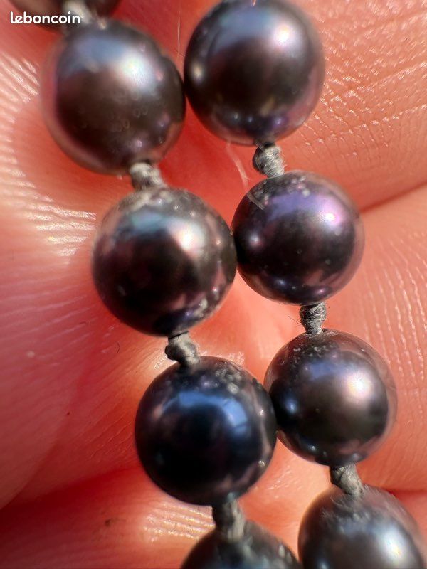 Collier de perles noires de culture & pendentif Éléphant en or 18 carats (750)FAIRE OFFRE (image 6)