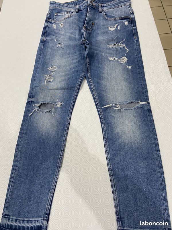 Jean Slim ZARA Taille 40 Bleu, Style Cargo - Occasion En Très Bon état Pour Femme