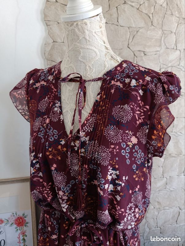 Robe bordeaux fleurie L/40 (image 8)