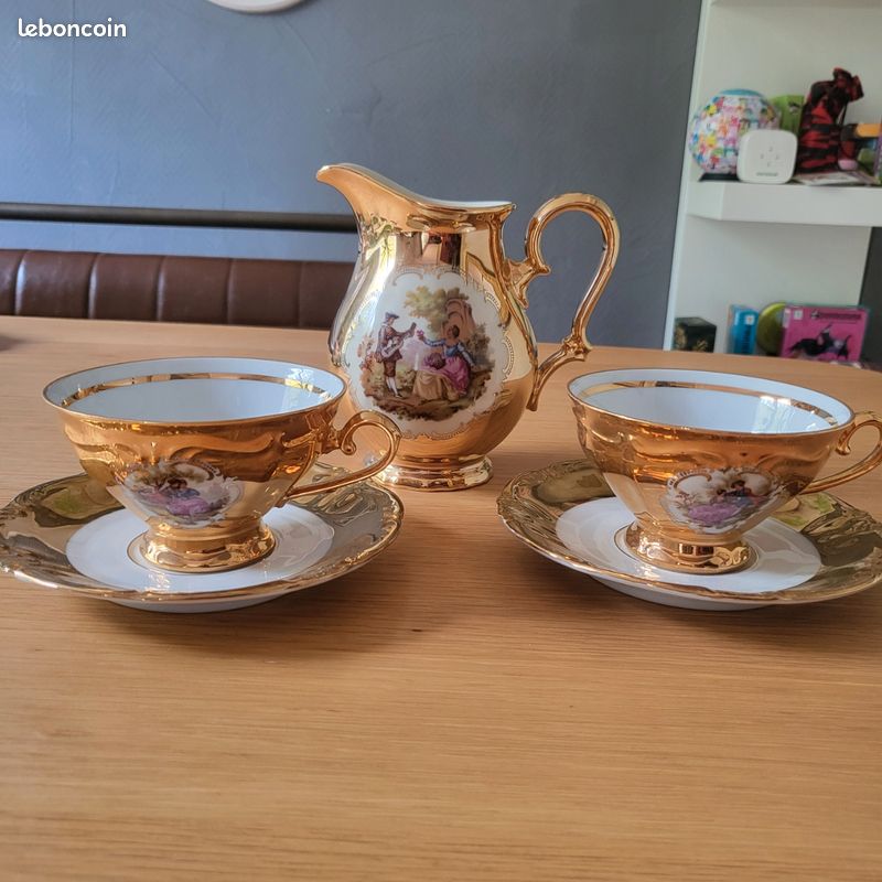 Service à café vintage en porcelaine dorée de style Bavaria (image 1)