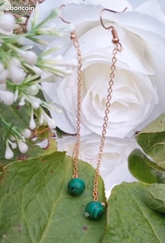 Boucles d'oreilles Malachite AAA (image 2)