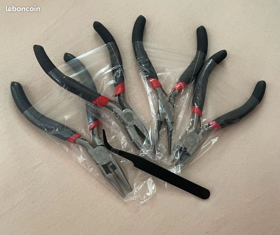 Lot 4 pinces à bijoux, Kit d'outils pour la fabrication de bijoux avec pince à nez aiguille/pince à nez de chaîne, pince à nez rond (image 1)