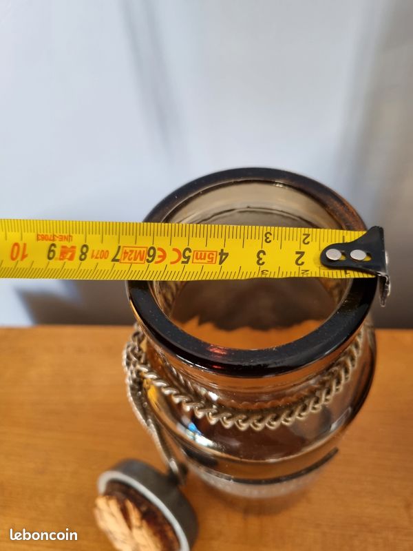 Ancien pot / bocal à cornichons vintage en verre fumé et métal (image 8)