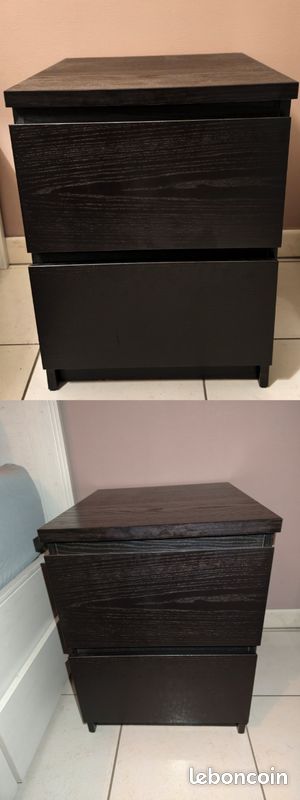 Lot de 2 Commodes à 2 tiroirs malm Ikea / table de chevet Ikea (image 1)