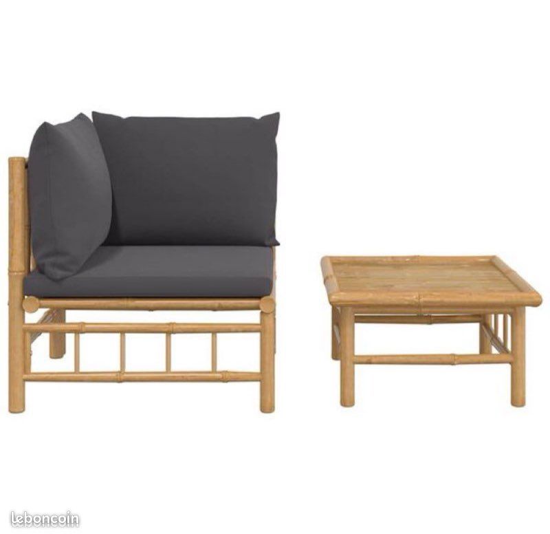Fauteuil et petite table en bambou (image 2)