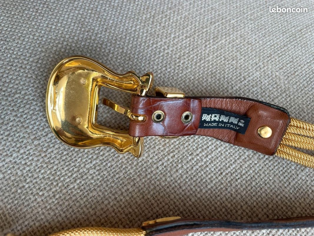 Ceinture Tressée NANNI - Cuir Et Métal Doré - Taille 80/32 - Comme Neuve Sans étiquette