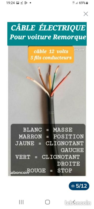 Yuanjoy Câble Électrique Plat 2 Fils 10m X 0.5 Mm² - Câble Remorque Voiture 12V 24V Souple