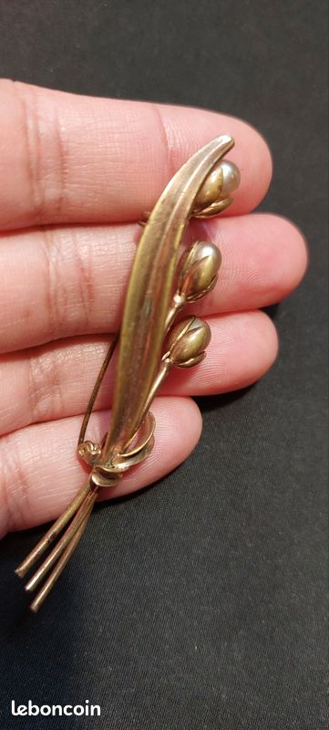 Brocante : Jolie Broche Ancienne Bouquet De Fleurs - Bijou Fantaisie Vintage