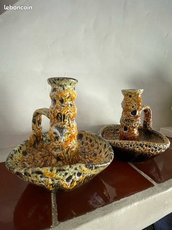 Bougeoirs Halloween Pottery Barn – Lot De 2 – Serpent Métal Doré – Neufs