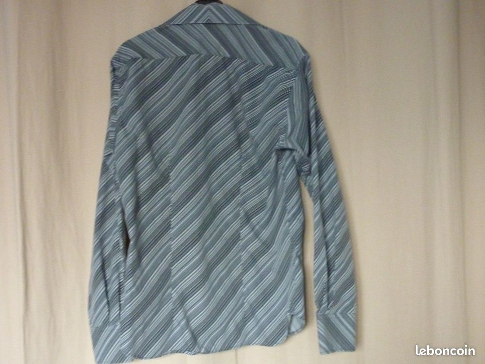 Chemise grise rayé manches longues -JULES - Homme - Taille 3 (image 2)