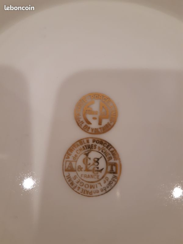 Vintage ancien plat rond creux estampillé "Véritable Porcelaine de Limoges" (image 6)