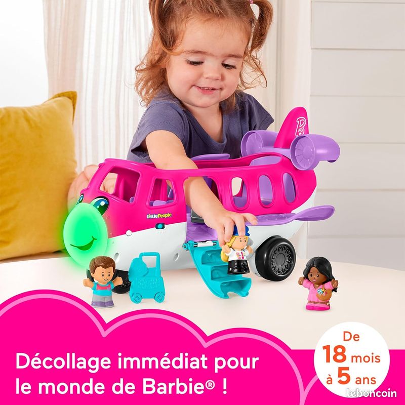 Fisher-Price Petit Avion De Rêve Barbie Présenté par Little People avec 1 Avion, 1 Barbie, 1 Ken, 1 (image 2)