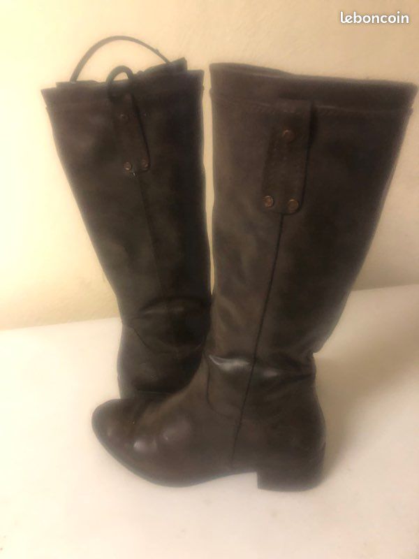 Bottes marron, talons 3 cm fermeture éclair sur la longueur (image 3)