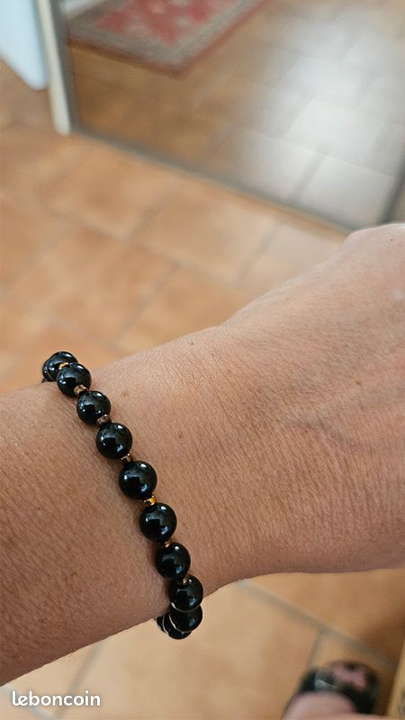Bracelet neuf perles tourmaline noire (image 1)