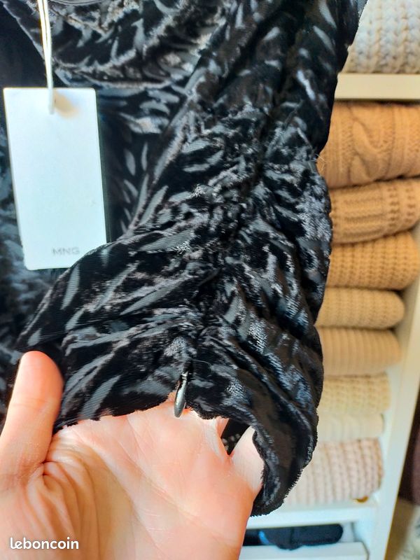 Haut habillé transparent velour noir femme Mango XS / S Neuf avec étiquettes (image 9)