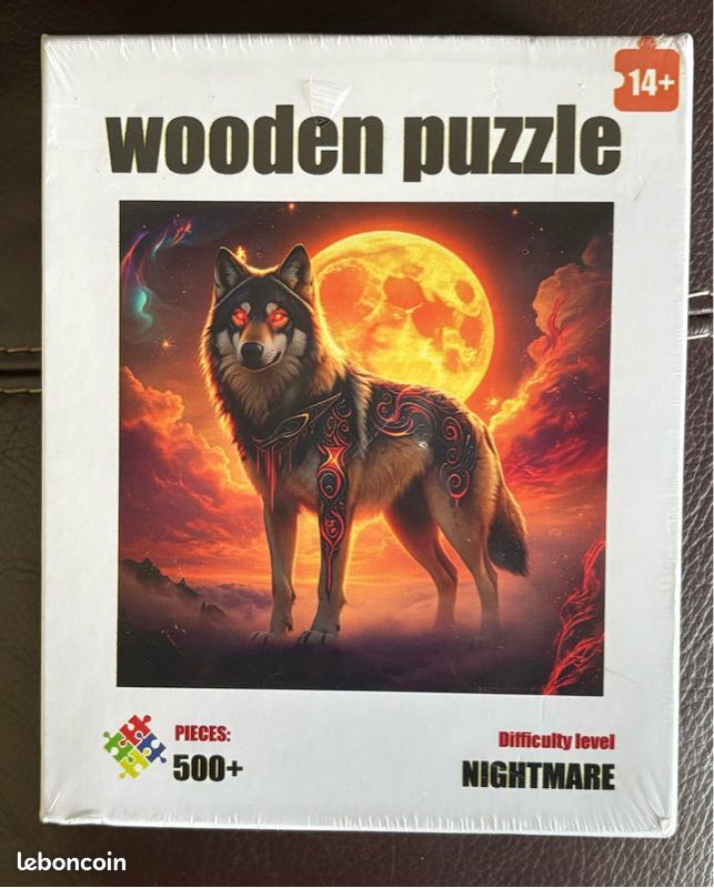 Puzzle 3D En Bois Loup Halloween 290 Pièces – Puzzle Adulte Animal Unique, Décoration Murale, Cadeau Original